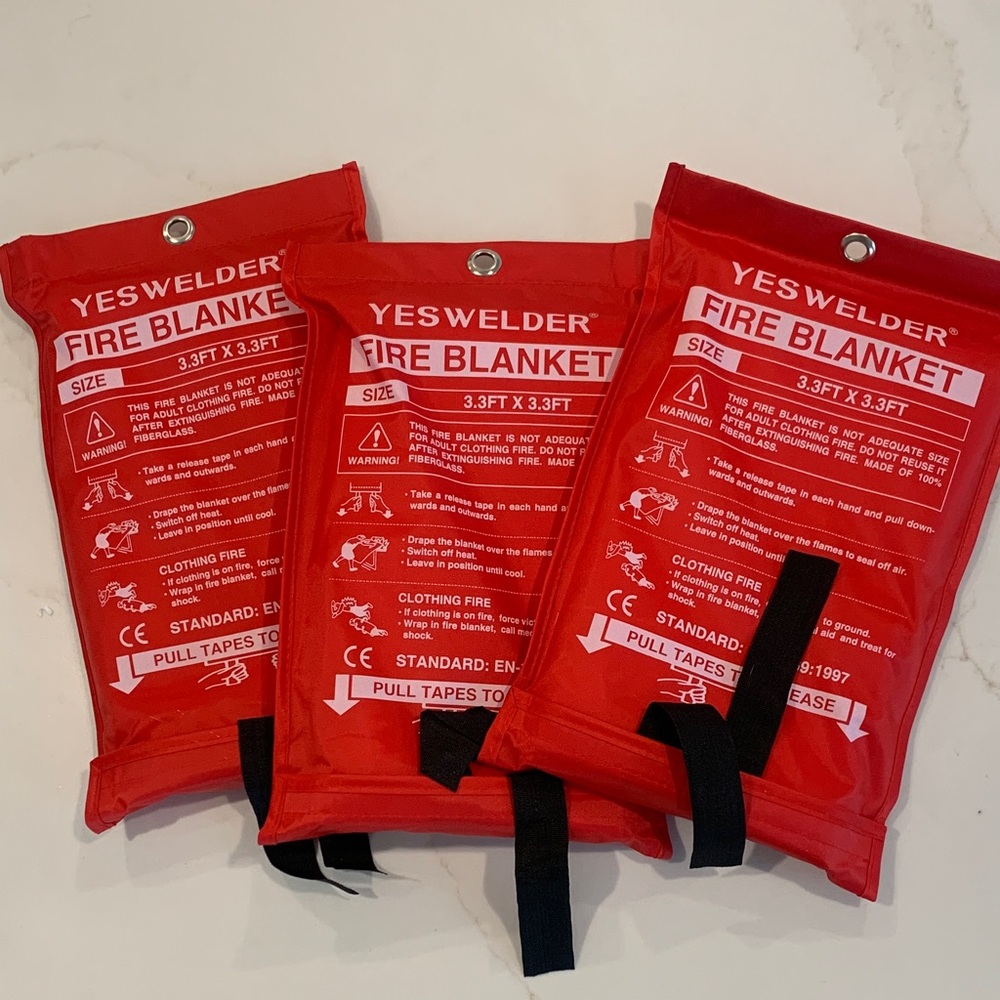 3 NEW x Red Fire Blanket - 3.3ft x 3.3ft